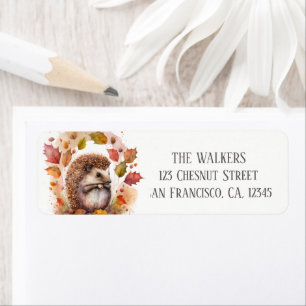 Autumn Colours Watercolor Hedgehog Return Address