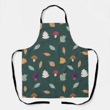 Autumn Colours with Leaves and Mushrooms Pattern