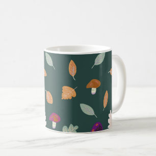 Autumn Colours with Leaves and Mushrooms Pattern Coffee Mug