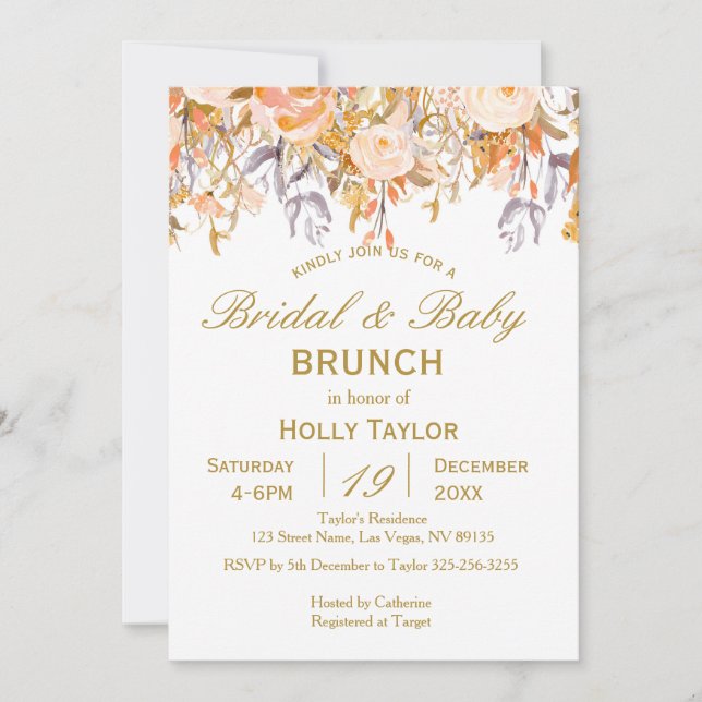 Autumn Combined Baby Shower and Bridal Shower Invitation (Front)