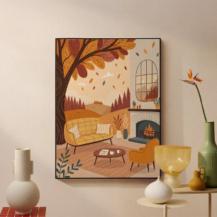 Autumn Comforts: A Cosy Living Room  Poster