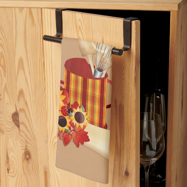 Autumn Cooking Utensils Tea Towel (Thirds Fold)