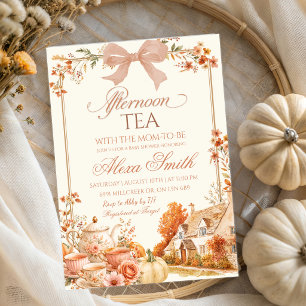 Autumn Coquette Afternoon Tea Baby Shower Invitation