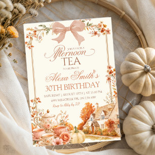 Autumn Coquette Afternoon Tea Party Birthday Invitation
