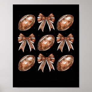 Autumn Coquette Bow Game Day American Football Pla Poster