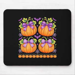 Autumn Coquette Bow Halloween Pumpkins Premium Mouse Mat