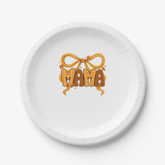 Autumn Coquette Mama – Cosy Fall Aesthetic with Bo Paper Plate (Front)