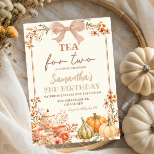 Autumn Coquette Tea For Two Second Birthday Invitation
