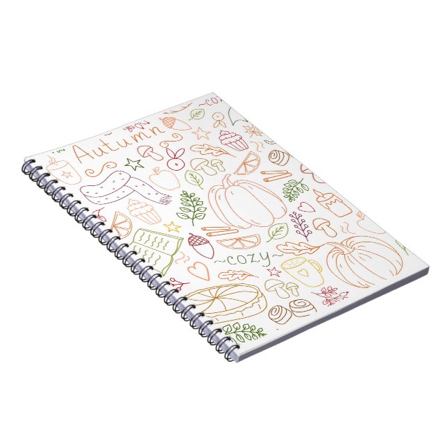 Autumn Cosy Doodle Pattern – Fall Pumpkins, Leaves Notebook (Right Side)