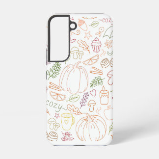 Autumn Cosy Doodle Pattern – Fall Pumpkins, Leaves Samsung Galaxy Case
