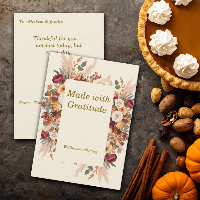 Autumn Cosy Floral Thanksgiving Personalise Holiday Card (Creator Uploaded)