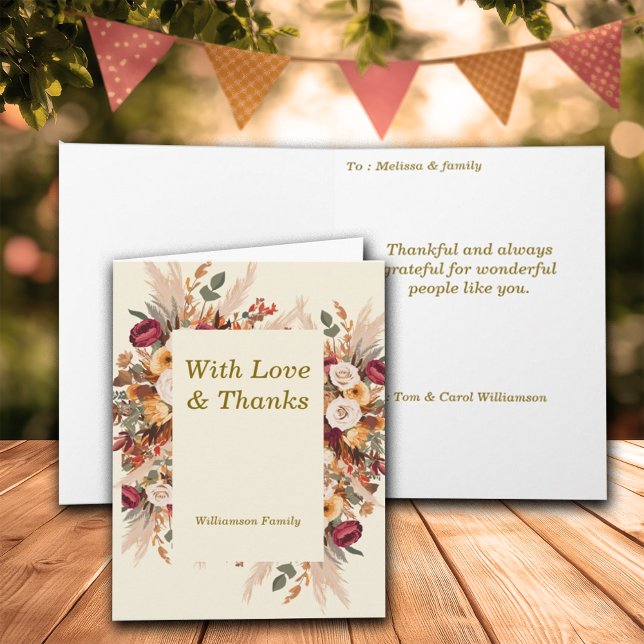 Autumn Cosy Floral Vibes Personalise Holiday Card (Creator Uploaded)
