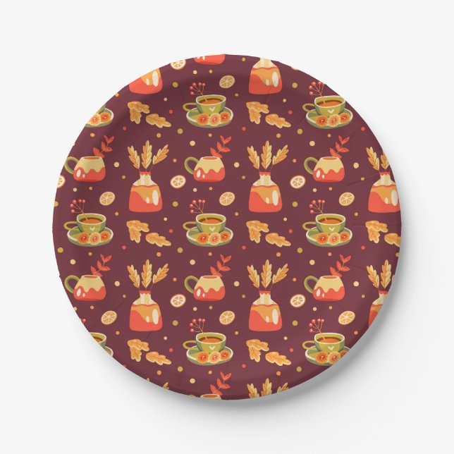 Autumn Cosy Pumpkin Spice  Paper Plate (Front)