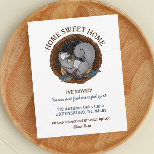 Autumn Cosy Squirrel Moving New Address Announcement