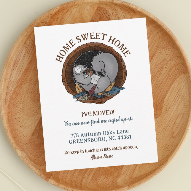 Autumn Cosy Squirrel Moving New Address Announcement (Cozy Autumn New Address Announcement)