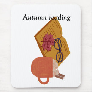 Autumn Cosy Vibes – Hot Cocoa, Book & Fall Leaves  Mouse Mat
