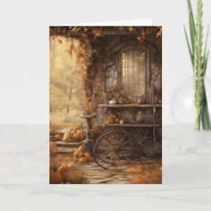 Autumn Cottage in the Woods Hello Folded Card