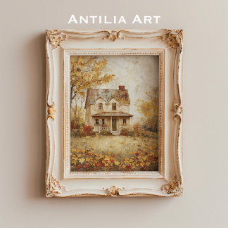Autumn Country House Painting Fall Landscape Art Poster