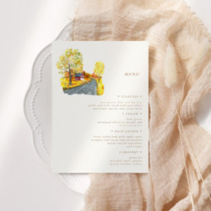 autumn countryside elegant wedding menu card