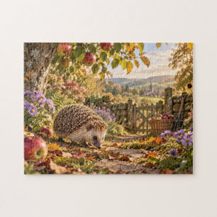 Autumn Countryside Hedgehog Design Jigsaw Puzzle