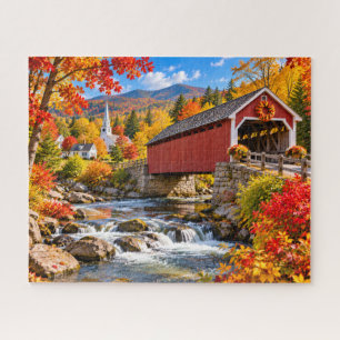 Autumn Covered Bridge Jigsaw Puzzle