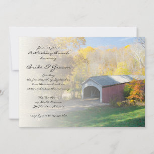 Autumn Covered Bridge Post Wedding Brunch Invitation