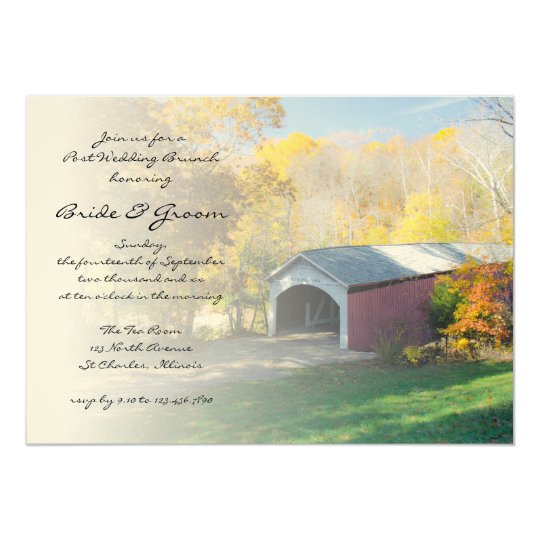 Autumn Covered Bridge Post Wedding Brunch Invite
