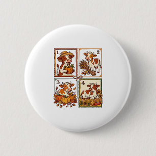 Autumn Cow Quartet Vintage Patchwork Farm Shirt 6 Cm Round Badge