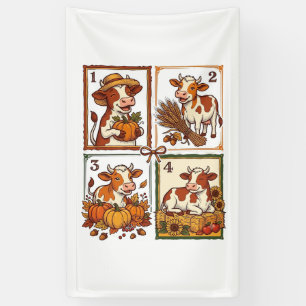 Autumn Cow Quartet Vintage Patchwork Farm Shirt Banner