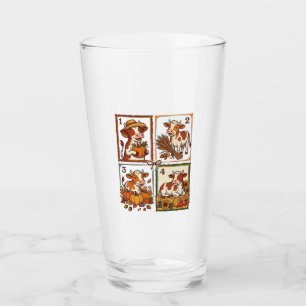 Autumn Cow Quartet Vintage Patchwork Farm Shirt Glass