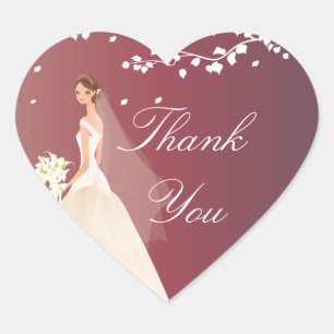 Autumn Crimson Bride Bridal Shower Heart Sticker