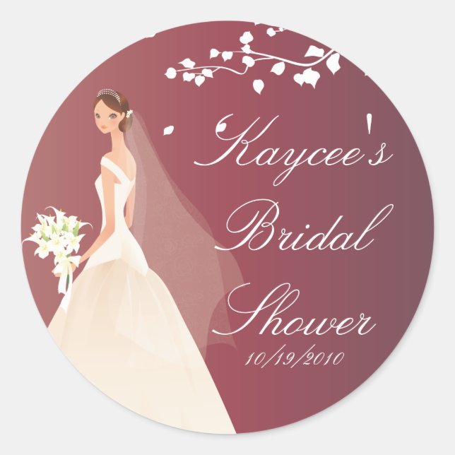 Autumn Crimson Bride Bridal Shower Sticker (Front)