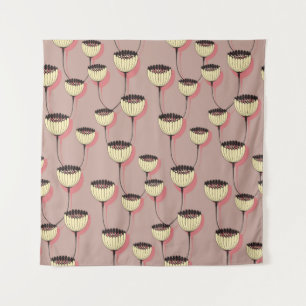 autumn cup flowers seamless pattern in brown and p tapestry