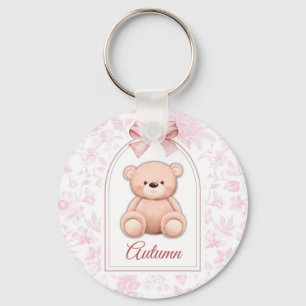 Autumn   Custom Pink Teddy Bear Nursery Design  Key Ring