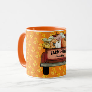 Autumn Customise Pumpkin Gold Leaves Mug