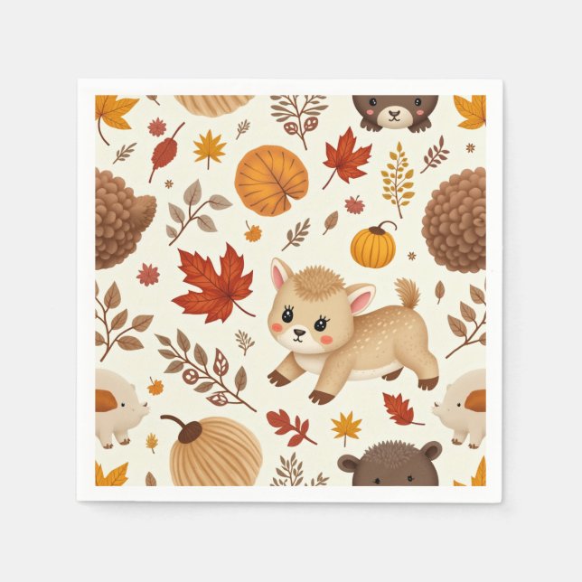 Autumn cute baby deer napkin (Front)