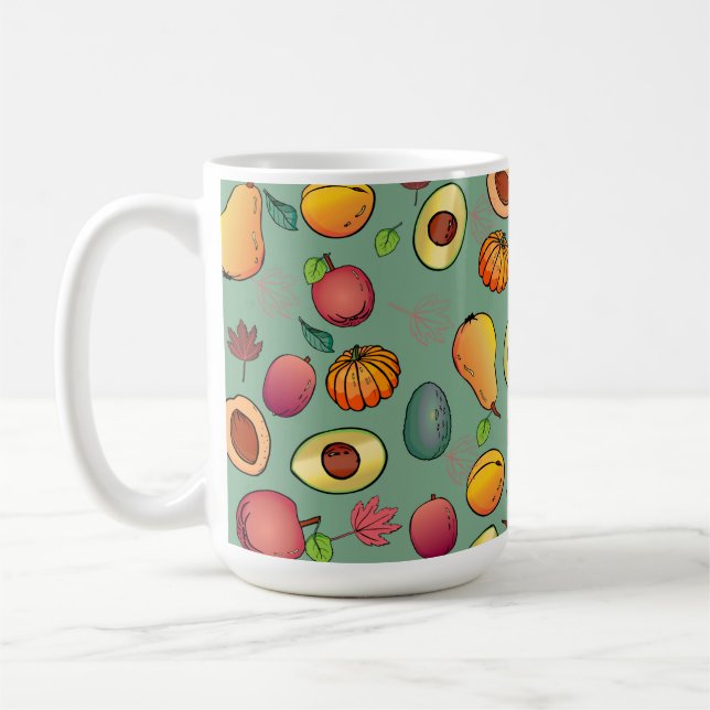 Autumn Cute Colourful Fruit Pumpkin Foliage Coffee Mug (Left)