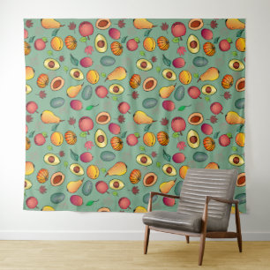 Autumn Cute Colourful Fruit Pumpkin Foliage Tapestry