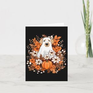 Autumn Cute Dog Ghost With Pumpkin Halloween Fall  Card
