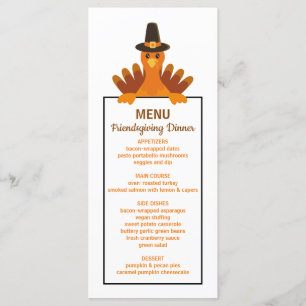 Autumn Cute Farmhouse Turkey Friendsgiving Dinner Menu
