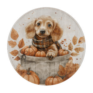 Autumn Dachshund Dogs Pumpkin Cutting Board