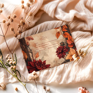 Autumn Dahlia Elegance Wedding RSVP Card