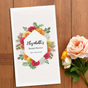 Autumn Dahlia Floral Fall Bridal Shower Napkin