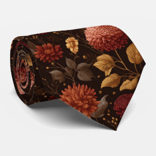 Autumn Dahlia Flowers Fall Wedding Tie