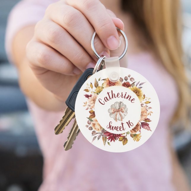 Autumn Dahlia Pumpkin Sweet Sixteen Key Ring (Creator Uploaded)