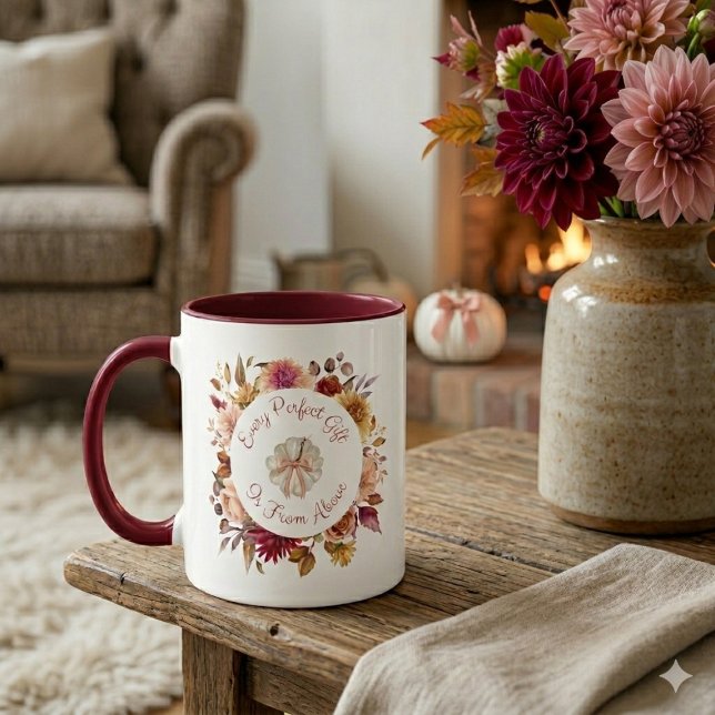 Autumn Dahlia Wreath Scripture Pumpkin Mug (Creator Uploaded)