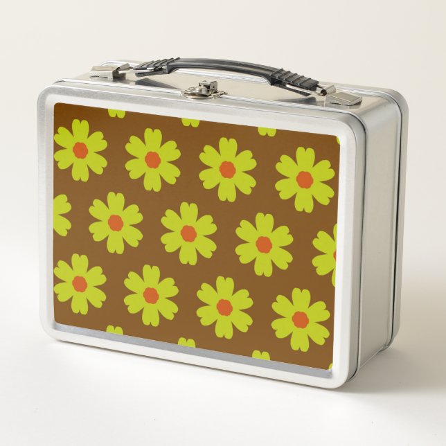 Autumn Daisies Pattern Metal Lunch Box (Front)