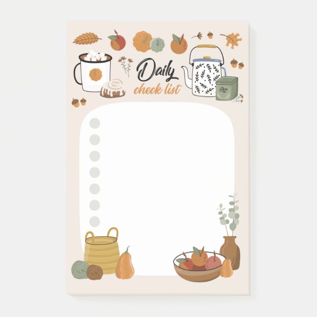 Autumn Daisy Check List Post-It Notes (Front)