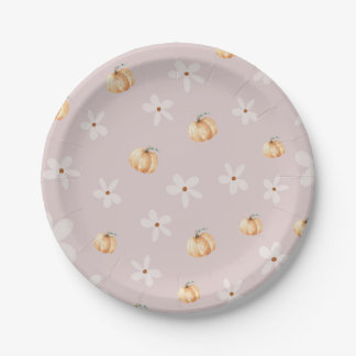 Autumn Daisy Fall A Little Pumpkin Baby Shower Paper Plate
