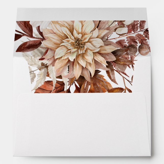 Autumn dalia flowers and leaves fall wedding envelope (Back (Bottom))